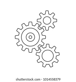 cogwheels, gears vector line illustration on white background