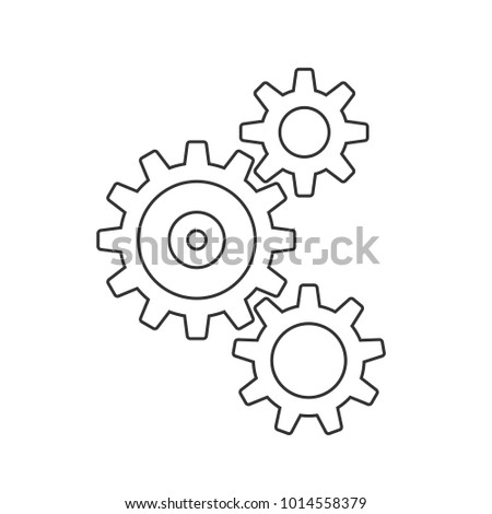 cogwheels, gears vector line illustration on white background