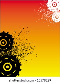 Cogwheels on hot background