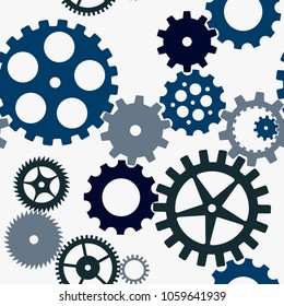 Cogwheels seamless pattern on white background