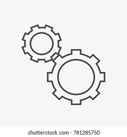 Cogwheels vector icon isolated on light grey background