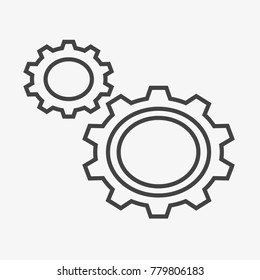 Cogwheels vector icon on light grey background
