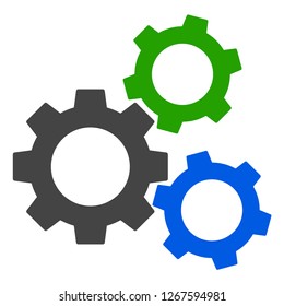 Cogwheels vector icon on a white background. An isolated flat icon illustration of cogwheels with nobody.