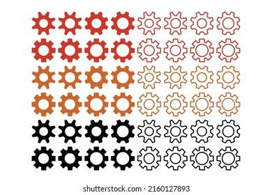 Plantilla de símbolo del icono del vector de las ruedas de coagulación. Icono del vector de rueda de engranaje. Configuración del icono del vector