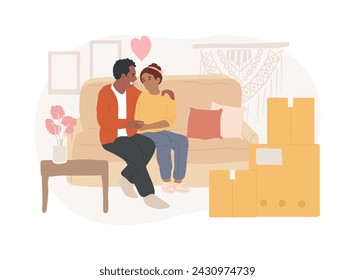 Cohabitation isolated concept vector illustration. Living together, cohabitation agreement, common law relationship, lovely couple, college roommate, moving together vector concept.