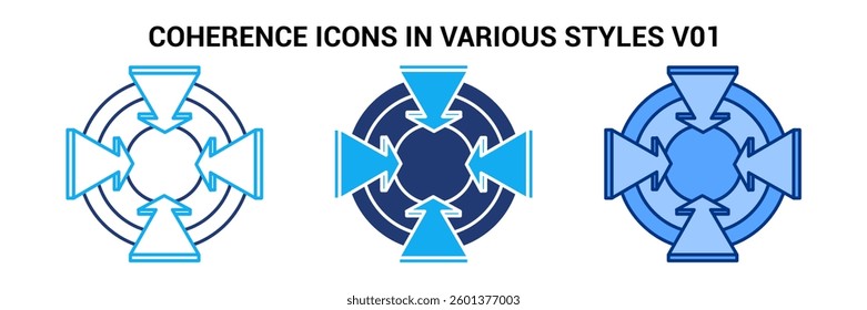 Coherence icon represented by Coherence arrow Blue, Dualline, Dualtone style.
