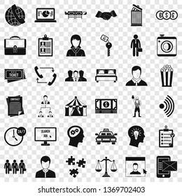Coherence in job icons set. Simple style of 36 coherence in job vector icons for web for any design