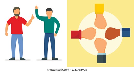Cohesion banner set. Flat illustration of cohesion vector banner set for web design