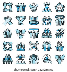Cohesion icons set. Outline set of cohesion vector icons for web design isolated on white background