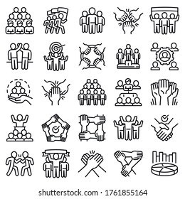 Cohesion icons set. Outline set of cohesion vector icons for web design isolated on white background