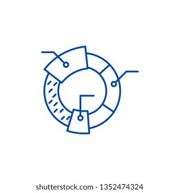 Cohort analysis line icon concept. Cohort analysis flat  vector symbol, sign, outline illustration.