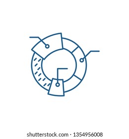 Cohort analysis line icon concept. Cohort analysis flat  vector symbol, sign, outline illustration.