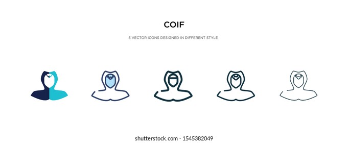 coif icon in different style vector illustration. two colored and black coif vector icons designed in filled, outline, line and stroke style can be used for web, mobile, ui