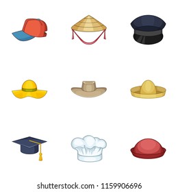 Coif icons set. Cartoon set of 9 coif vector icons for web isolated on white background
