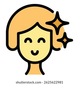 Coiffure glanzend pictogram. Omtrek Coiffure glanzende vector pictogram voor webdesign geïsoleerd op witte achtergrond kleur plat