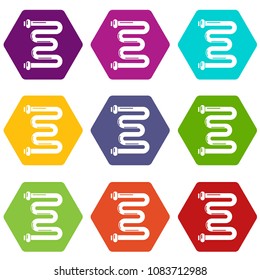 Coil battery icons 9 set coloful isolated on white for web