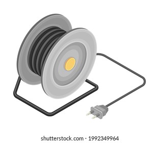 Coil with Cable as Electric Power Object Isometric Vector Illustration