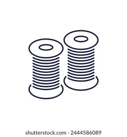 coil cable reels line icon on white