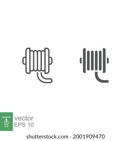 Coil cable spool line and glyph icon. Wire Electric cable on a reel. Roll of Cable routing Rope symbol. simple pictogram outline and solid style. Vector illustration. Design on white background EPS 10