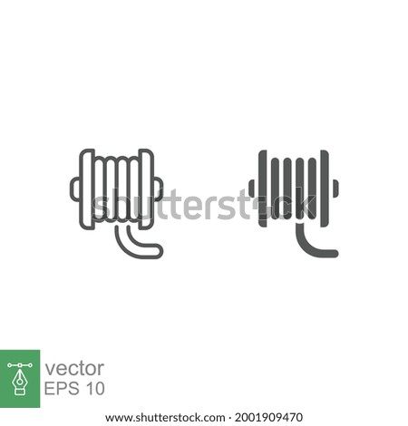 Coil cable spool line and glyph icon. Wire Electric cable on a reel. Roll of Cable routing Rope symbol. simple pictogram outline and solid style. Vector illustration. Design on white background EPS 10 Stok fotoğraf © 