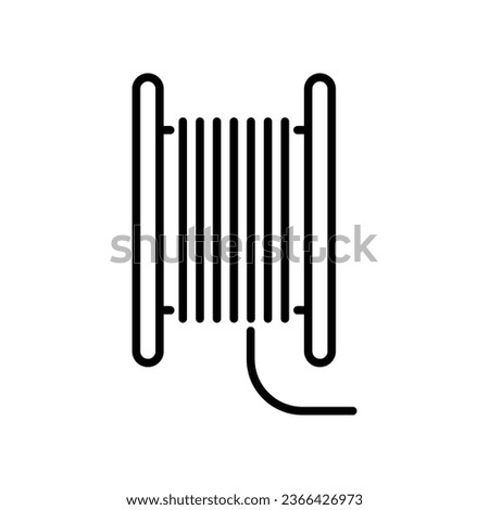 Coil cable spool line icon. Wire Electric cable on a reel. Roll or steel cable routing Rope symbol. simple pictogram outline style. Vector illustration. Design on white background. EPS 10