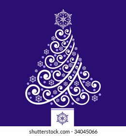 coil christmas tree over blue