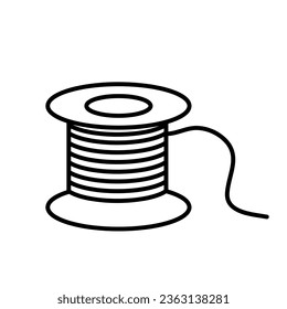 Coil with a cord cable line icon, linear style flat illustration on white background..eps