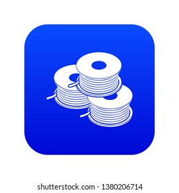 Coil for d printer icon blue vector isolated on white background