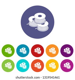 Coil for d printer icons color set vector for any web design on white background