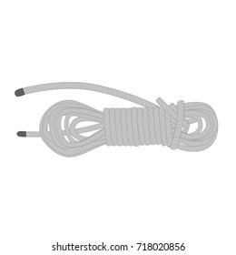 Coil of dynamic sailor rope. Isolated simple object on white background. Rope swirl.