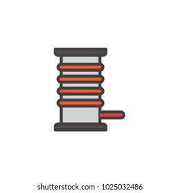 Coil with electric cable filled outline icon, line vector sign, linear colorful pictogram isolated on white. Symbol, logo illustration. Pixel perfect vector graphics