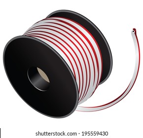 Coil with electric two-core cable. Vector illustration.