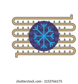 A Coil With Fins And Freeze Sign - Illustration Of HVAC - Icon , Vector 