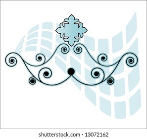 coil fleur de lis and squares banner