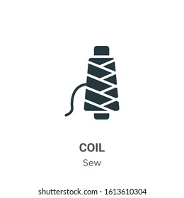 Coil glyph icon vector on white background. Flat vector coil icon symbol sign from modern sew collection for mobile concept and web apps design.