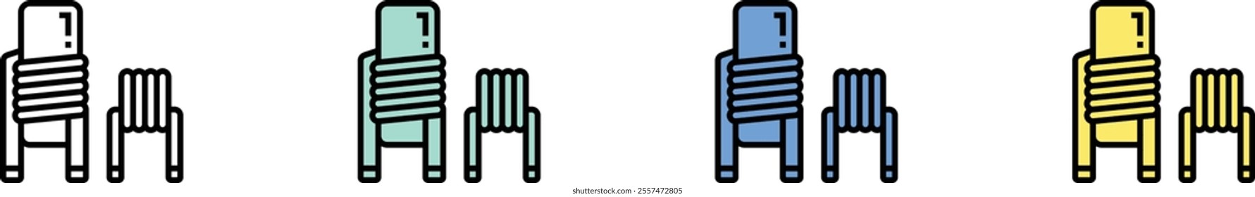 coil icon. Outline, Green, Blue and Yellow Style Design Isolated On White Background