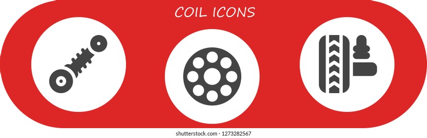  coil icon set. 3 filled coil icons. Simple modern icons about  - Suspension, Bobbin