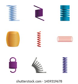 Coil icon set. Cartoon set of 9 coil vector icons for web design isolated on white background