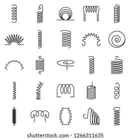 Coil icon set. Outline set of coil vector icons for web design isolated on white background