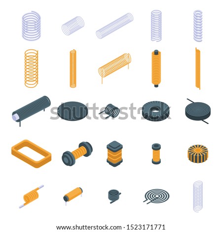 Coil icons set. Isometric set of coil vector icons for web design isolated on white background Stok fotoğraf © 