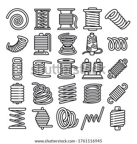 Coil icons set. Outline set of coil vector icons for web design isolated on white background Stok fotoğraf © 