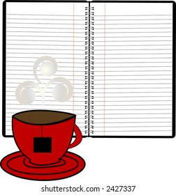 coil notebook with coffee cup