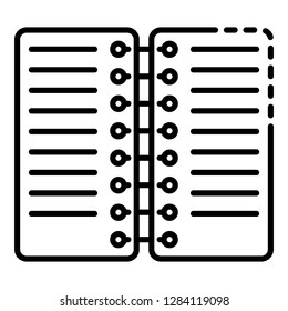 Coil notebook icon. Outline coil notebook vector icon for web design isolated on white background