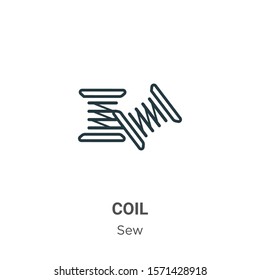 Coil outline vector icon. Thin line black coil icon, flat vector simple element illustration from editable sew concept isolated on white background