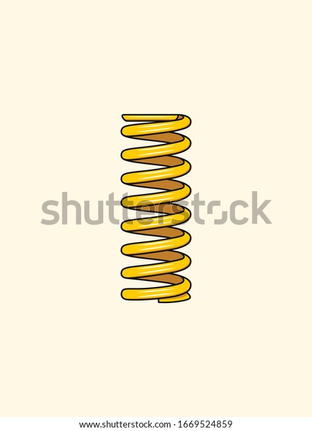 Coil Over Shock Absorber Spring cartoon\
vector illustration. Isolated on white\
background