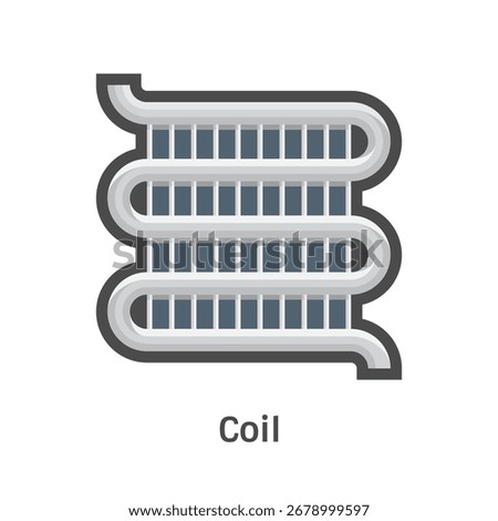 Coil panel vector icon. Aluminum or copper pipes combined with fin. Component in condenser units and radiators for heat ventilation. Ideal for HVAC systems, air conditioning, refrigeration visuals.