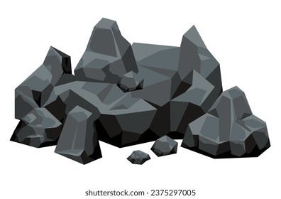 Coil rock stone block mineral pile stack concept. Vector flat graphic design illustration