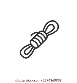 Seilkohle, lineares Symbol. Tools für Wandern, Arbeiten und viele andere Aufgaben. Linie mit bearbeitbarem Hub