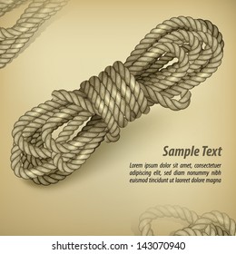 Coil of rope on old brown background and text, vector illustration. Vector Illustration.