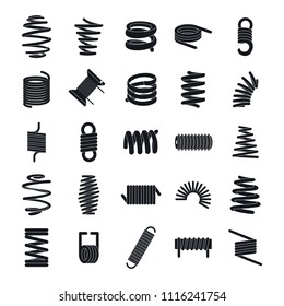 Coil spring cable icons set. Simple illustration of 25 coil spring cable vector icons for web